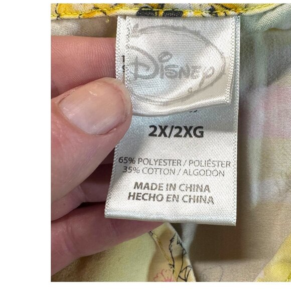 Disney Lady & The Tramp Scrub Top 2X Yellow Pink Green V-Neck Short Sleeve READ - Picture 3 of 6